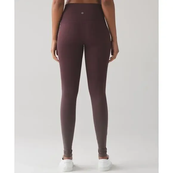 Lululemon Wunder Under Pant Hi-Rise Ombre Black Cherry Leggings Women's Size 4 - Picture 8 of 11